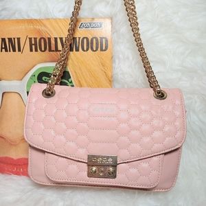 Pink honey quilted flap BB crossbody handbag